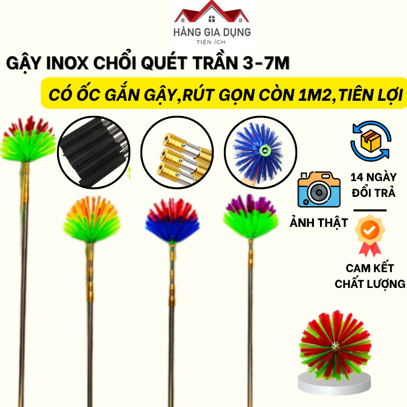 Gậy Chổi Dài 3M-9M Quét Trần Nhà, Quét Mạng Nhện Đầu Cán Inox 304 Cao ...