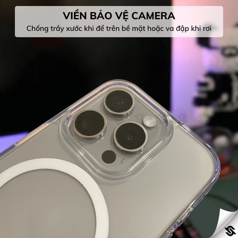 Ốp Lưng iPhone KiNGBON Trong Suốt Hỗ Trợ SẠc Nhanh Từ Tính Không dây 12 đến 17 pro max