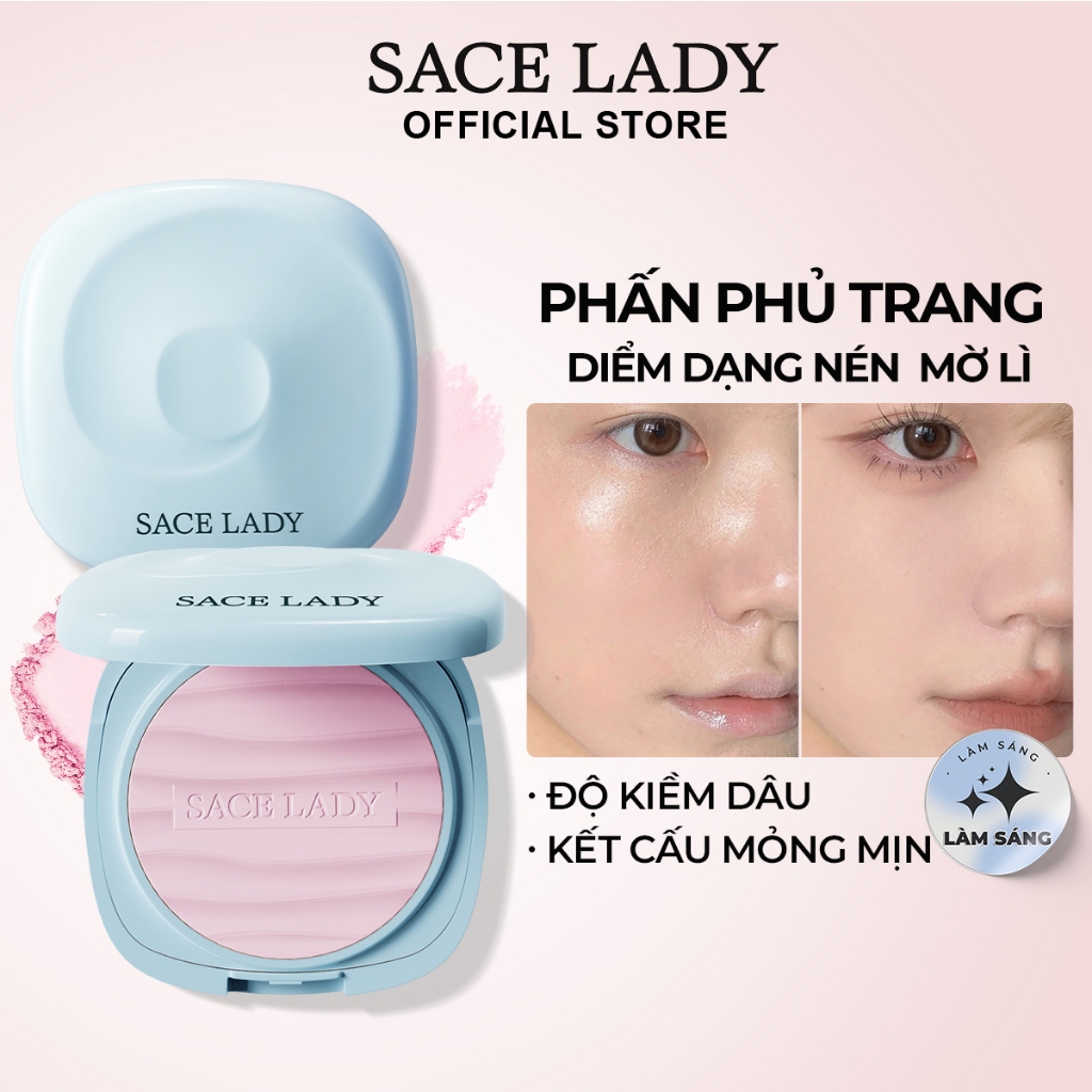 Phấn Phủ Trang Diểm SACE LADY Ép Kiểm soát dầu Làm mờ lì Trang điểm mặt