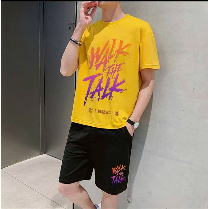 Sét Đồ THể Thao nam WALK 🚗FRee SHip🚗 ThờI Trang Cổ Tròn Tay Ngắn Chất Liệu Mè Thấm Hút Mồ Hôi - SSL