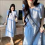 Đầm bầu bigsize oversize babydoll cute dễ thương xinh Váy nữ form rộng dọc cúc cộc tay chất đũi dáng dài T630G