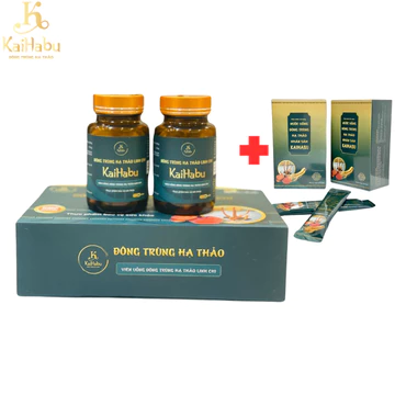Combo Viên Uống Đông Trùng Hạ Thảo Linh Chi 60 Viên Và Nước Đông Trùng Nhân Sâm KaiHabu 10 Gói