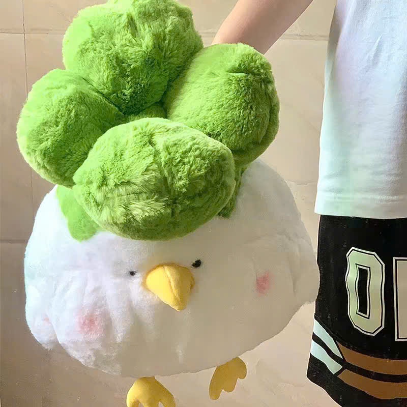 Gối Ôm Gà Bông Mềm Mại Dễ Thương - Trang Trí Phòng Bé Với Gà Mập Đội Cải Xanh