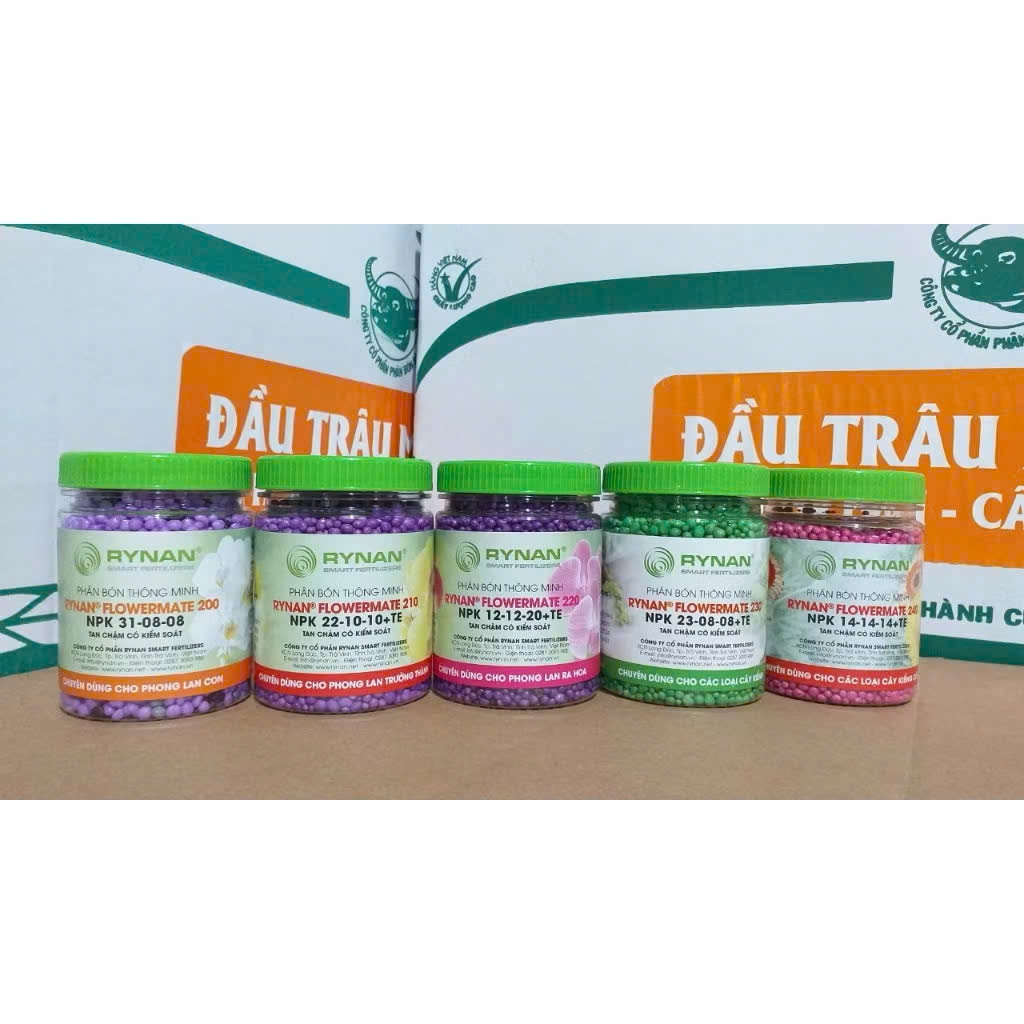 Phân RYNAN (tan chậm có kiểm soát cho lan , hoa kiểng , kiểng lá) 5 loại -Phân Hủ nhựa 150gr