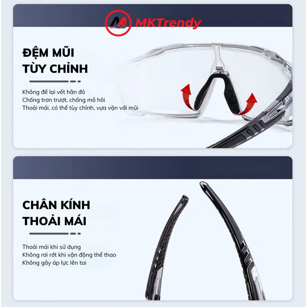 Kính râm đổi màu MKTRENDY kính chống bụi đi đường bảo vệ mắt chống tia UV kính cận chơi thể thao chạy bộ ngoài trời F1