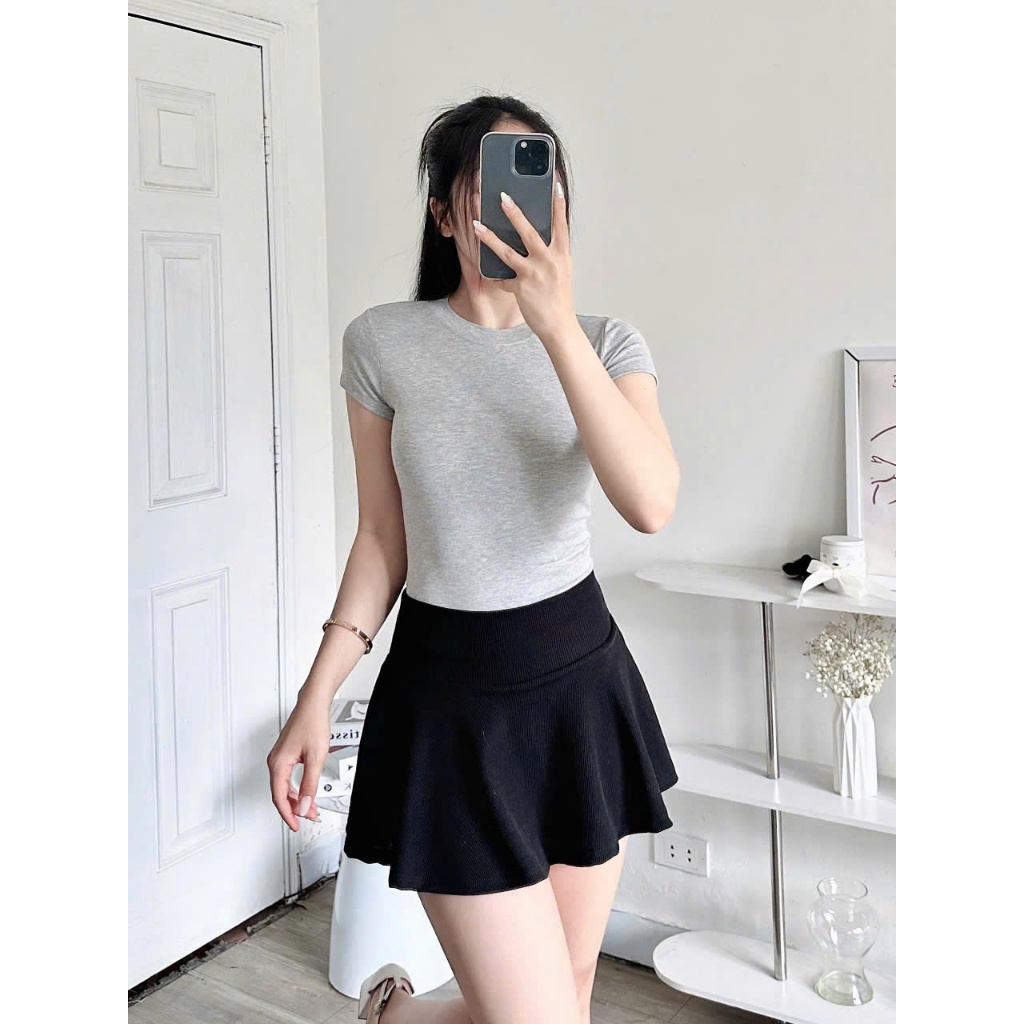 Áo Thun Nữ BABEE Tay Ngắn Trơn Basic Cổ Tròn Ôm Body Chất Thun Dày Dặn Lông Mịn Mềm Mại