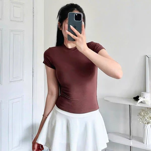 Áo Thun Nữ BABEE Tay Ngắn Trơn Basic Cổ Tròn Ôm Body Chất Thun Dày Dặn Lông Mịn Mềm Mại