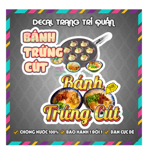 Decal BÁNH TRỨNG CÚT - Decal Dán Tường Trang Trí Quán Ăn, Trà Sữa, Cà Phê.