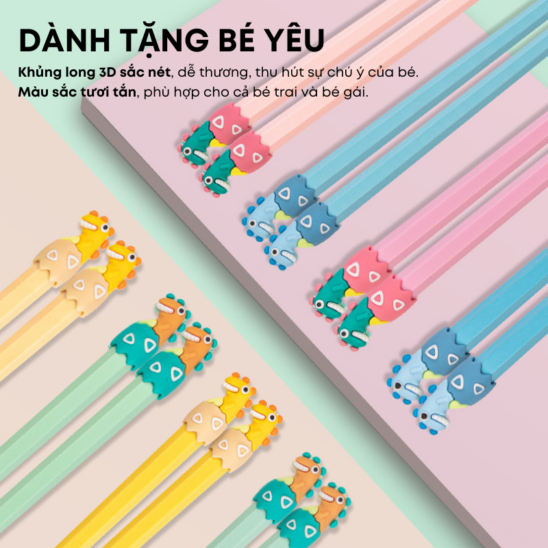 Đũa Trẻ Em Ngắn 20.8cm Hoạ Tiết Khủng Long Chất Liệu Sợi Thủy Tinh Không Mốc, Chịu Nhiệt - Đũa Cho Bé Cao Cấp | 276