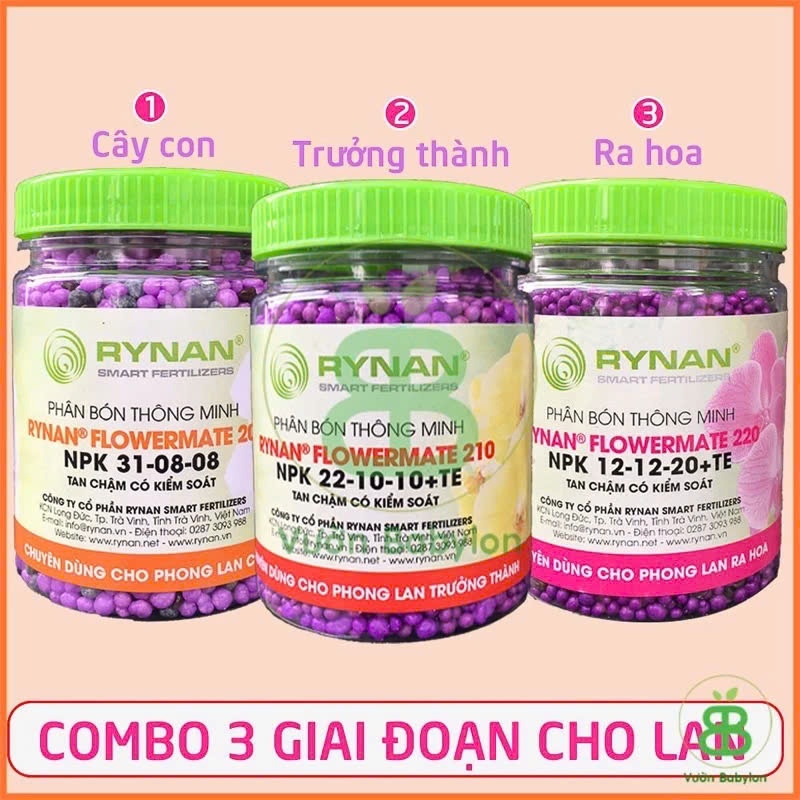 Phân RYNAN (tan chậm có kiểm soát cho lan , hoa kiểng , kiểng lá) 5 loại -Phân Hủ nhựa 150gr