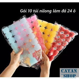 Combo 10 Túi Tạo Đá Viên 24 Ô Tiện Lợi,Nhanh Làm Đông, Một Lần Dùng Vệ Sinh An Toàn-GD915-BichDaVien