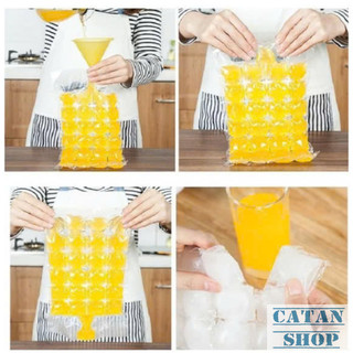 Combo 10 Túi Tạo Đá Viên 24 Ô Tiện Lợi,Nhanh Làm Đông, Một Lần Dùng Vệ Sinh An Toàn-GD915-BichDaVien