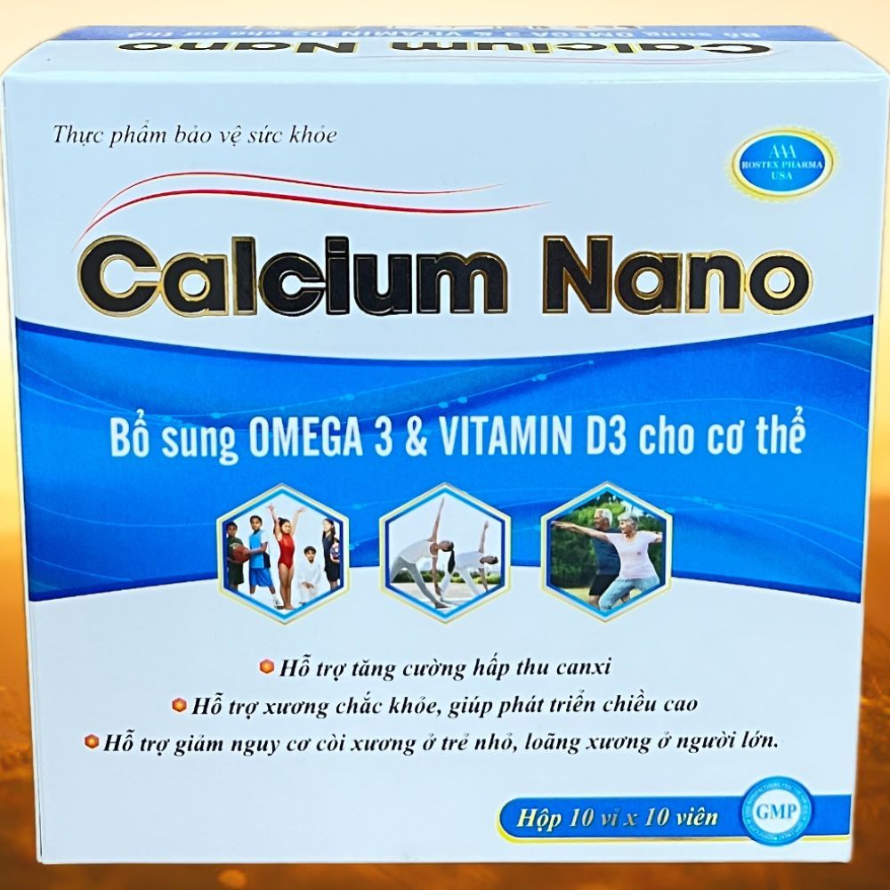 Calcium Nano Xanh Dương 100 Viên - Rostex - Vinaphar - Vitamin Thanh Lọc