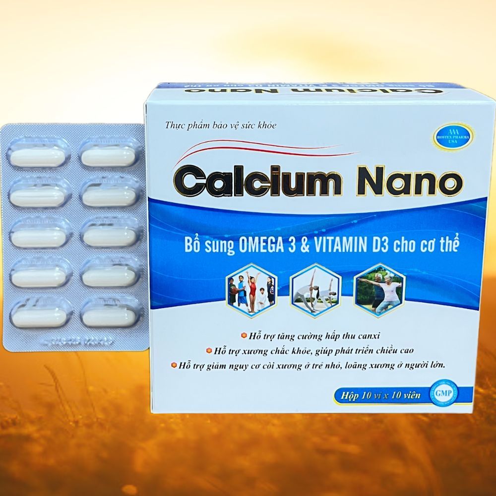 Calcium Nano Xanh Dương 100 Viên - Rostex - Vinaphar - Vitamin Thanh Lọc