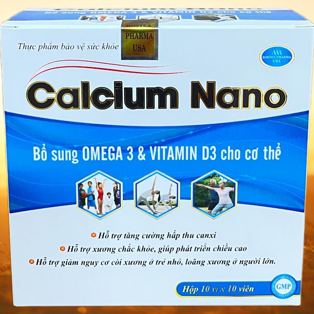 Calcium Nano Xanh Dương 100 Viên - Rostex - Vinaphar - Vitamin Thanh Lọc