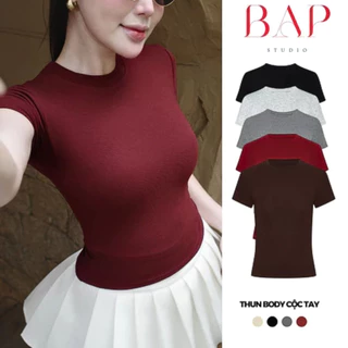 (ẢNH TỰ CHỤP) Áo Thun Ôm Body Cotton Lông Mịn, Mẫu Mới Áo Co Dãn Cao Cấp Mặc Siêu Ôm Dáng Thời Trang BAP STUDIO A100