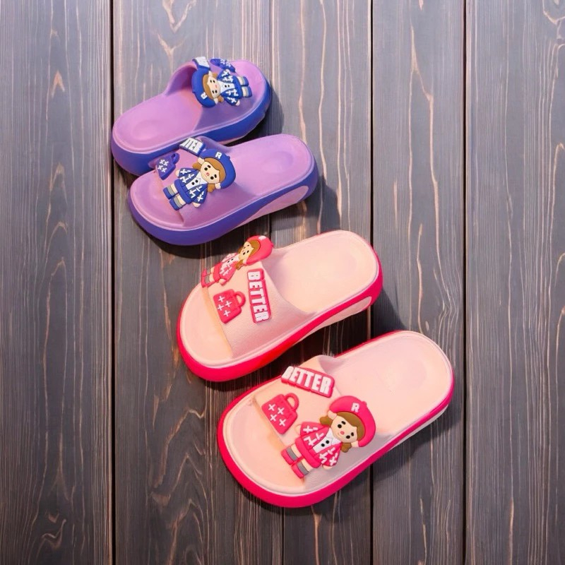 Dép bánh mì thời trang cho bé gái đế cong siêu nhẹ hình cô gái áo len mềm êm chân