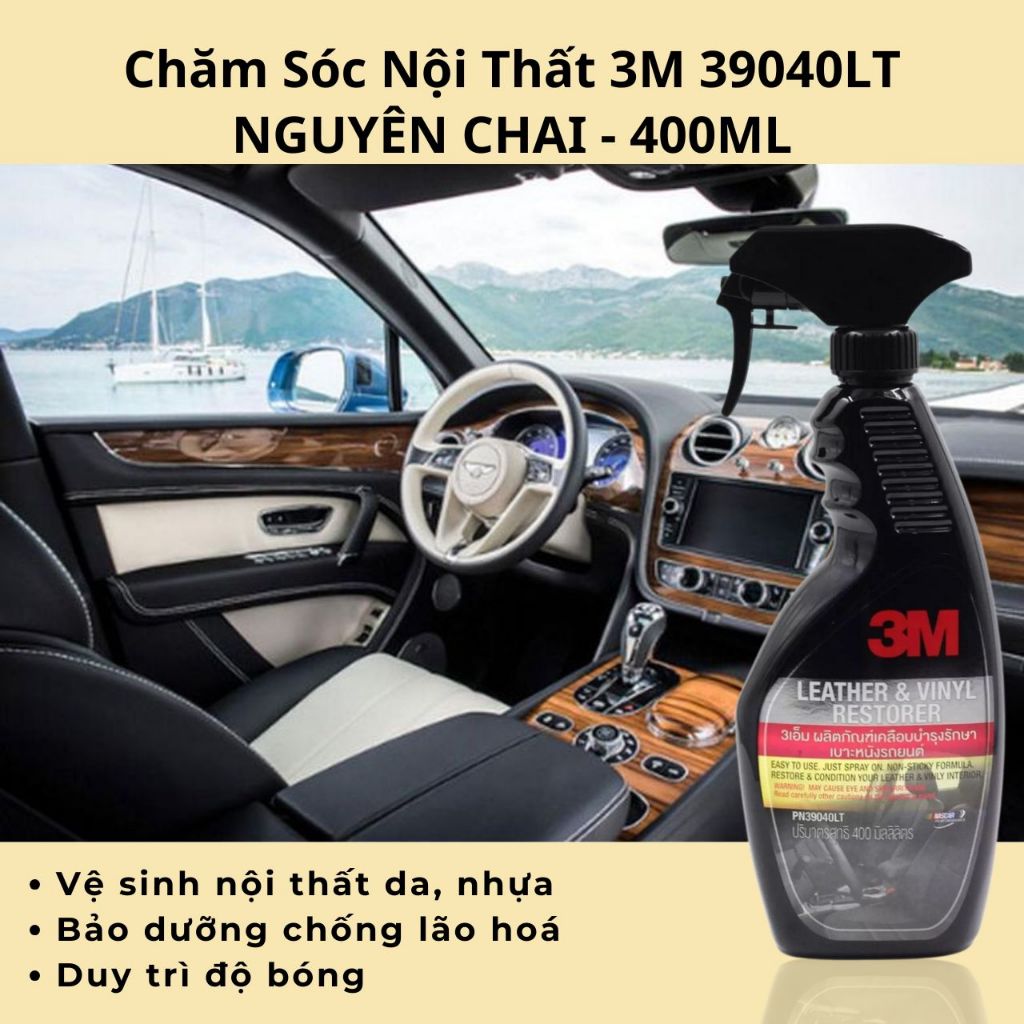 Bộ sản phẩm chăm sóc xe 3M, vệ sinh ghế da, bảo dưỡng nội thất, làm bóng lốp vỏ xe, ô tô, NK 3M Thái Lan