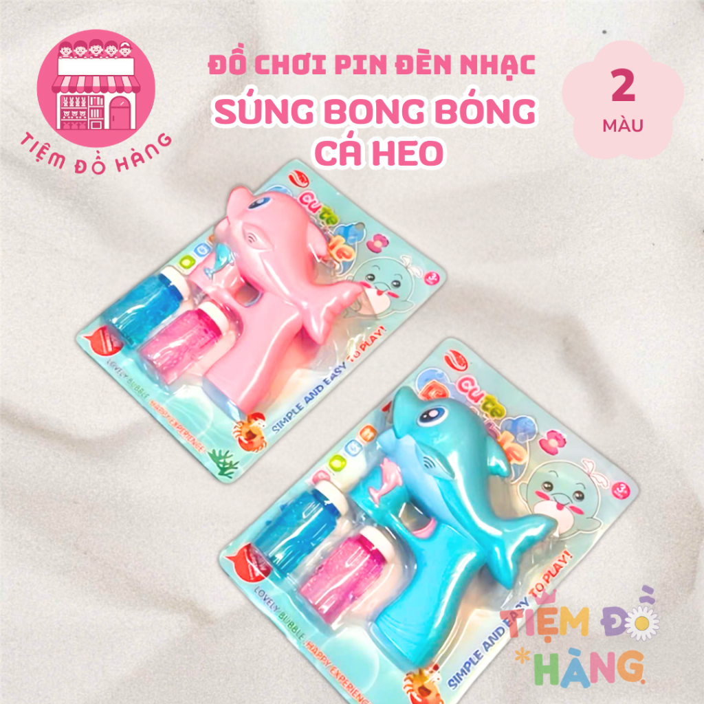 [TẶNG PIN] Súng Đồ Chơi Bắn Bong Bóng Xà Phòng Hình Cá Heo Có Đèn Và Nhạc Cho Bé