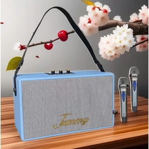 Loa Jammy Bluetooth Hát Karaoke Không Dây DA-128 Tặng Kèm 2 Mic Thiết Kế Nhỏ Gọn Để Bàn Đem Đi Du Lịch