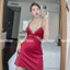 HT7 Váy ngủ sexy lụa hách dáng kèm ĐỆM LÓT, Đầm ngủ ren v1 dáng suông tôn dáng HT7 MÚT