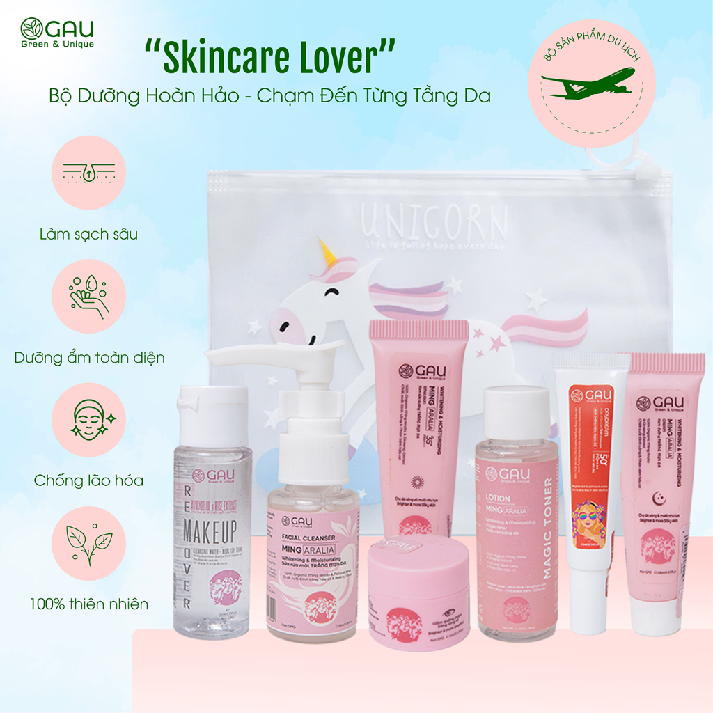 Bộ/Set Mini Du lịch Travel tới 7 món Chăm sóc Mặt và Toàn thân GAU Cho cả Gia Đình Thơm Sạch An lành