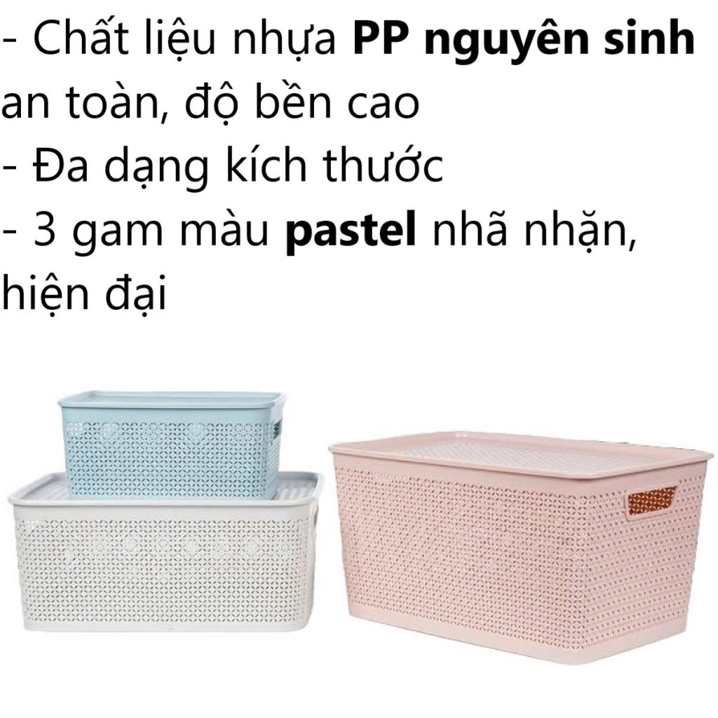 Rổ Đựng Đồ Có Nắp 3 Size Chính Hãng Việt Nhật