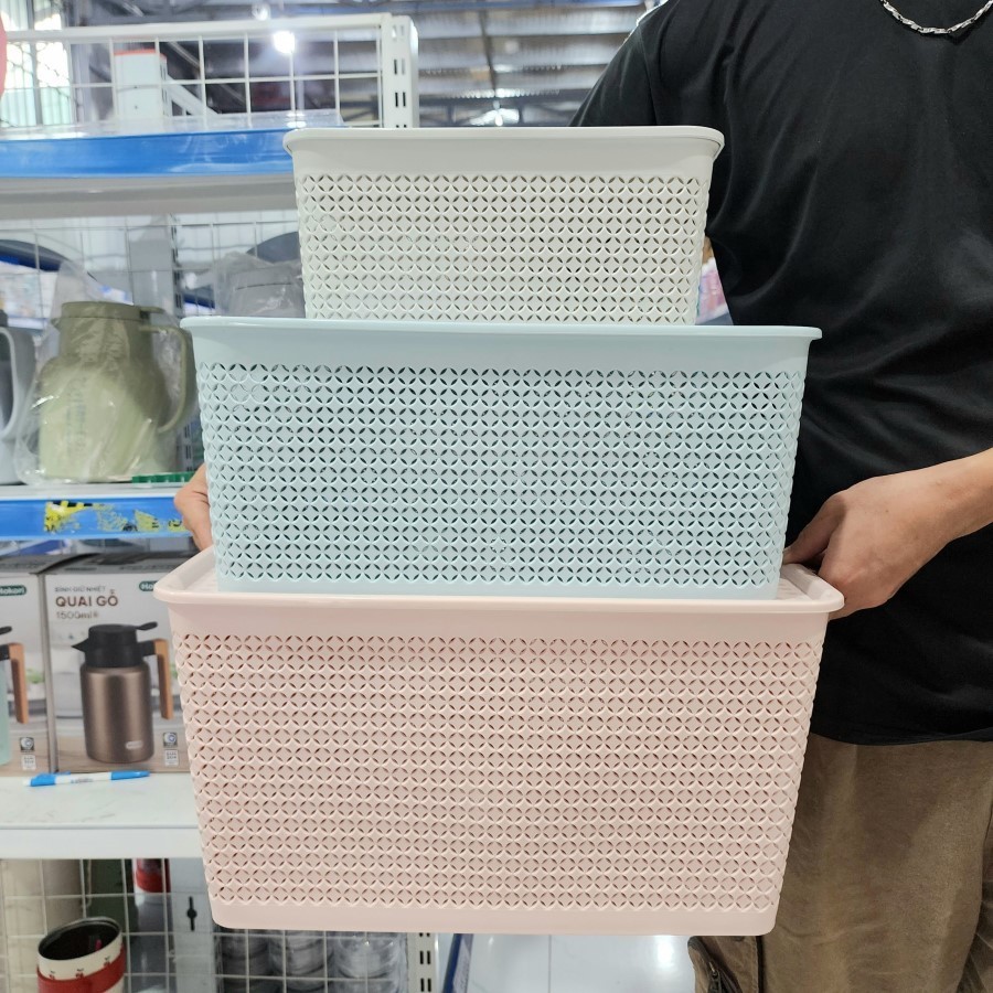 Rổ Đựng Đồ Có Nắp 3 Size Chính Hãng Việt Nhật