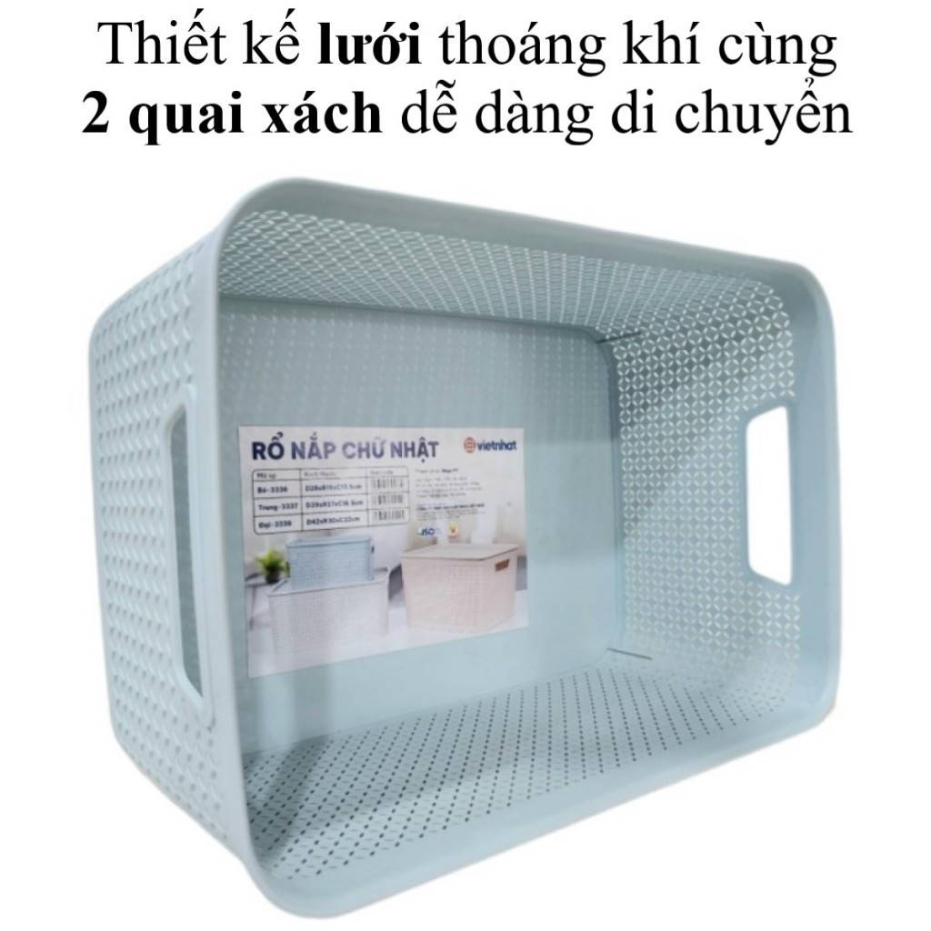 Rổ Đựng Đồ Có Nắp 3 Size Chính Hãng Việt Nhật