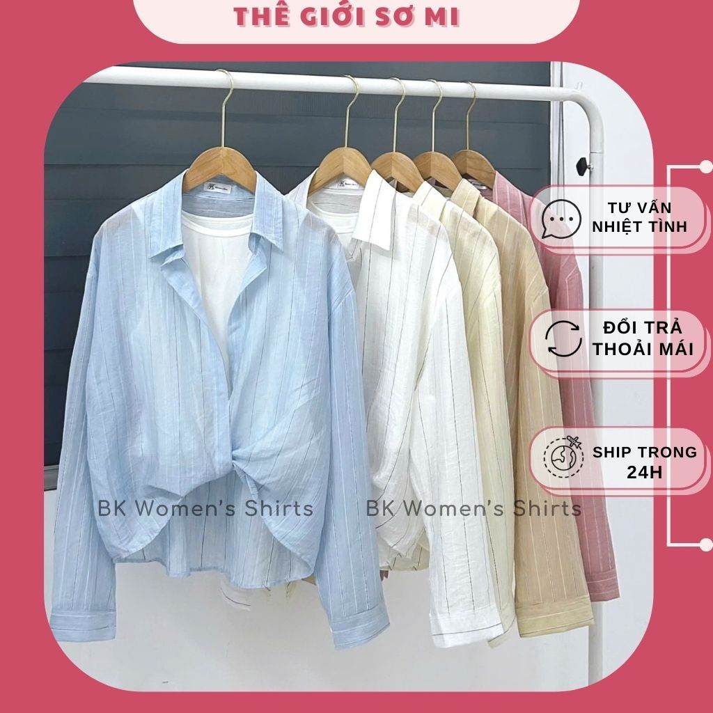 Áo Sơ Mi Nữ Kiểu Xoắn Lai Lửng Chất Vải Voan Tơ Mùa Hè Thoáng Mát Có Kèm Áo Balỗ Xinh Freesize