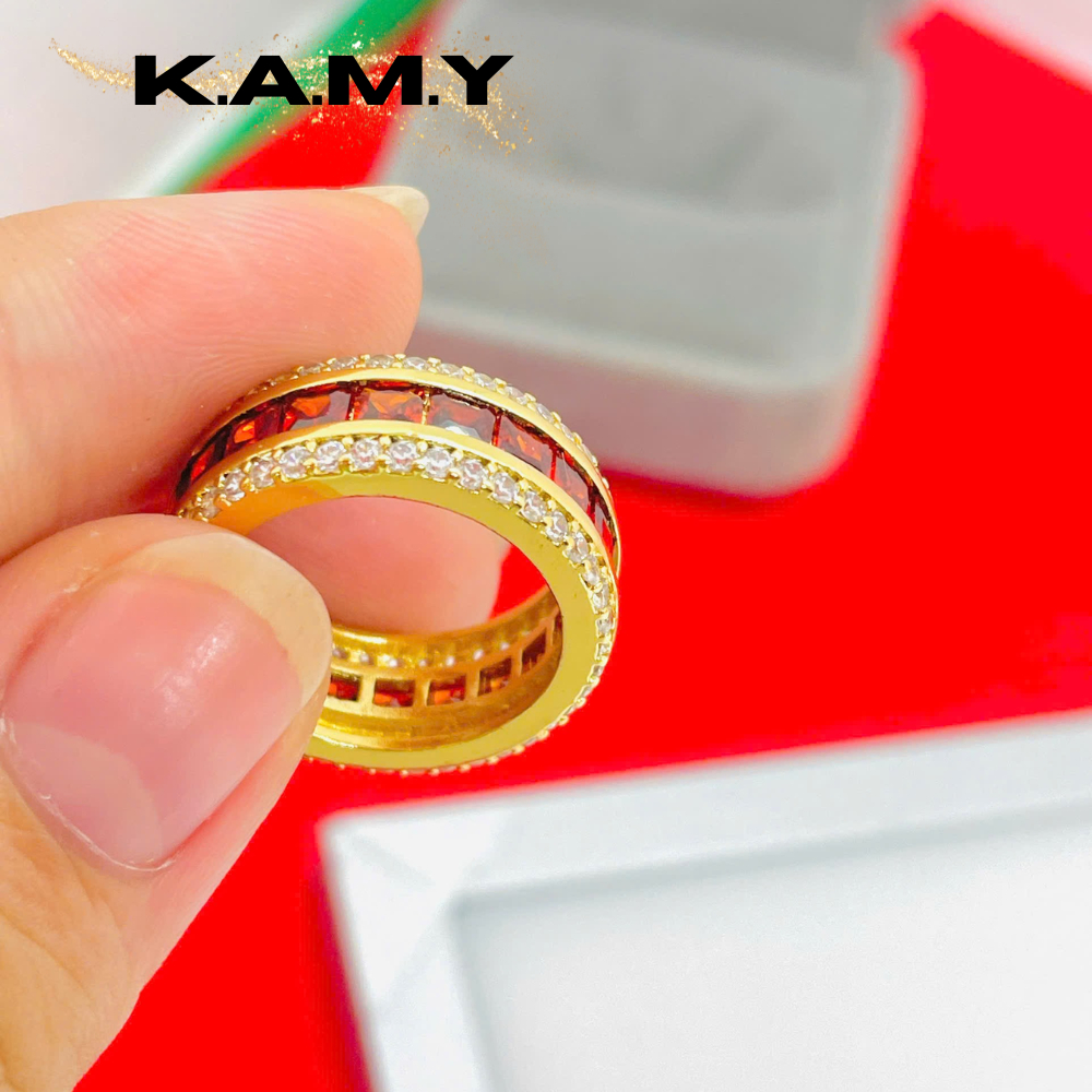 Nhẫn Nữ Xi Mạ Vàng Đính Đá Đỏ Đẹp Sang Chảnh – Nhẫn Thời Trang K.A.M.Y