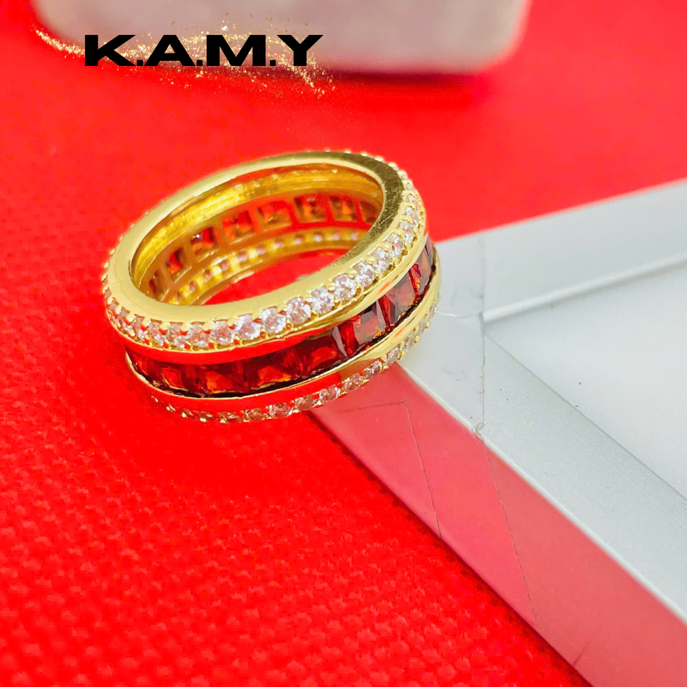Nhẫn Nữ Xi Mạ Vàng Đính Đá Đỏ Đẹp Sang Chảnh – Nhẫn Thời Trang K.A.M.Y