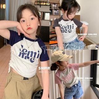 AT21-Áo thun rút dây bé gái hình in dễ thương chất liệu Gân Cotton - Size 9-40Kg