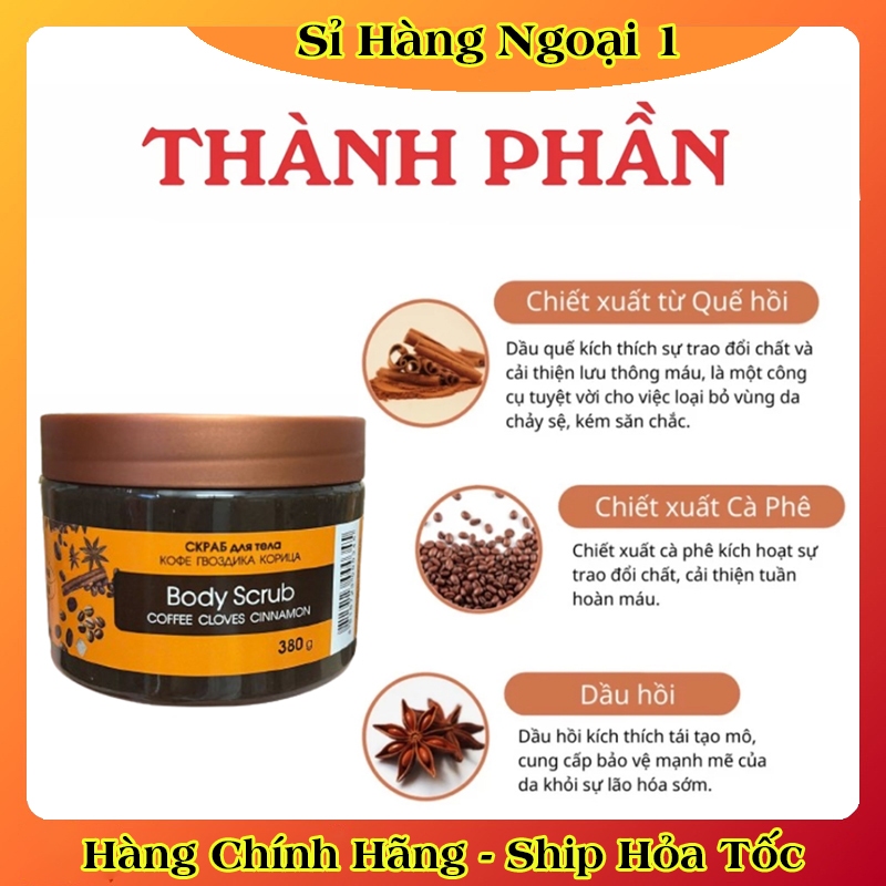 [HÀNG CHÍNH HÃNG] Tẩy da chết quế hồi Bilena Body Scrub Nga 380g loại bỏ bụi bẩn giúp da trắng sáng hồng hào