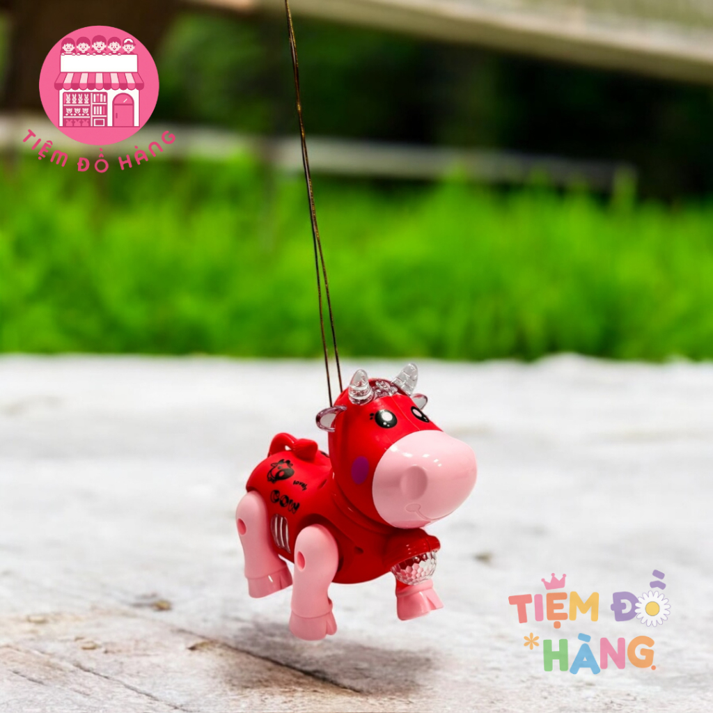 (Kèm 3 Cục Pin) Đồ Chơi Bò Pin Đèn Nhạc Cho Bé, Bò Có Thể Di Chuyển