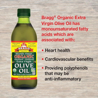 [7.2027] Dầu oliu nguyên chất hữu cơ ép lạnh Bragg Extra Virgin Olive oil 473ml