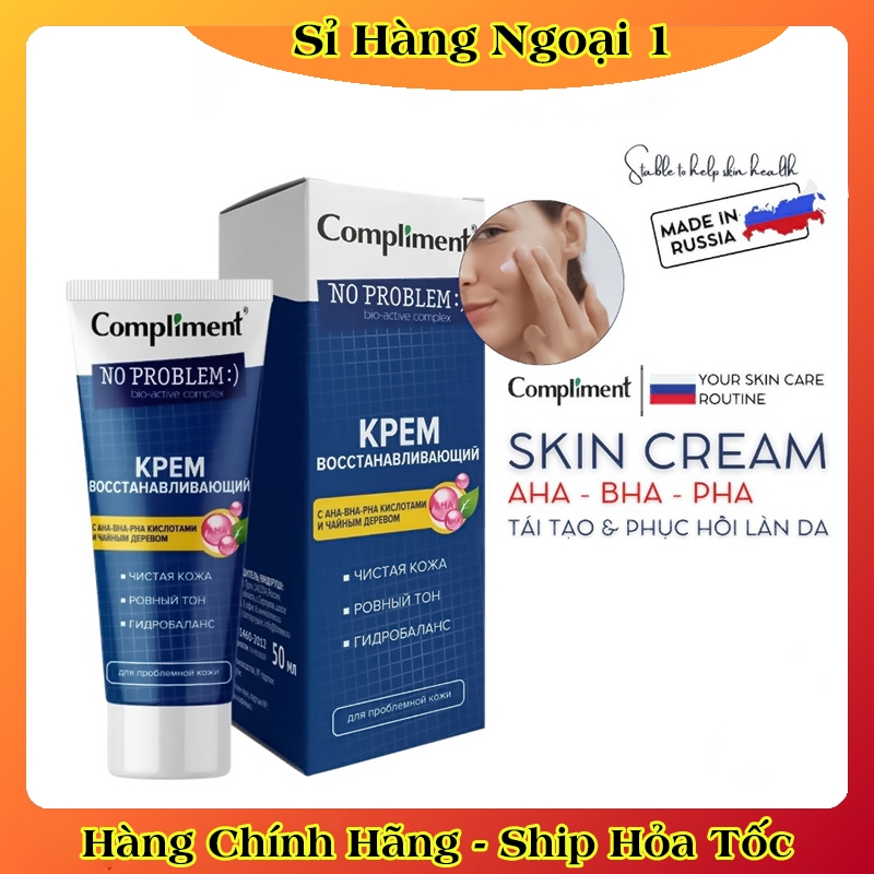 Kem dưỡng Compliment No problem AHA-BHA-PHA phục hồi, tái tạo da dầu mụn 50ml của NGA