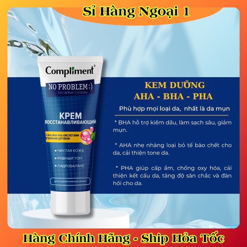 Kem dưỡng Compliment No problem AHA-BHA-PHA phục hồi, tái tạo da dầu mụn 50ml của NGA