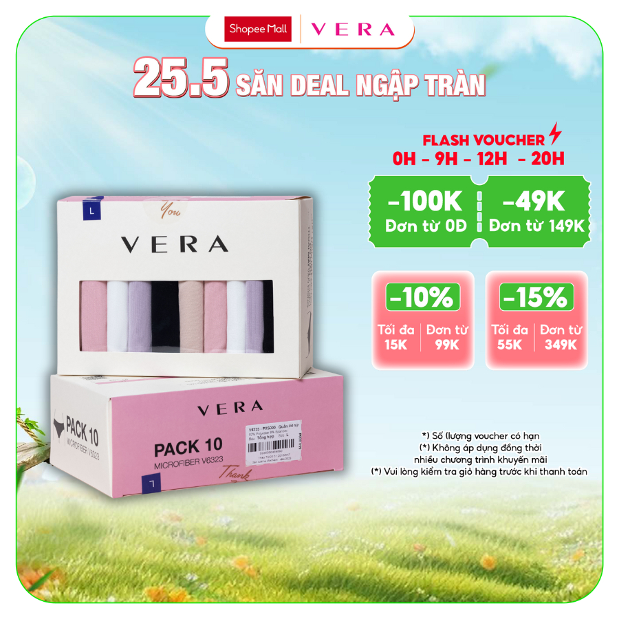 Ảnh Combo 10 quần lót nữ thun lạnh VERA- 6323 [Giao màu ngẫu nhiên] 1