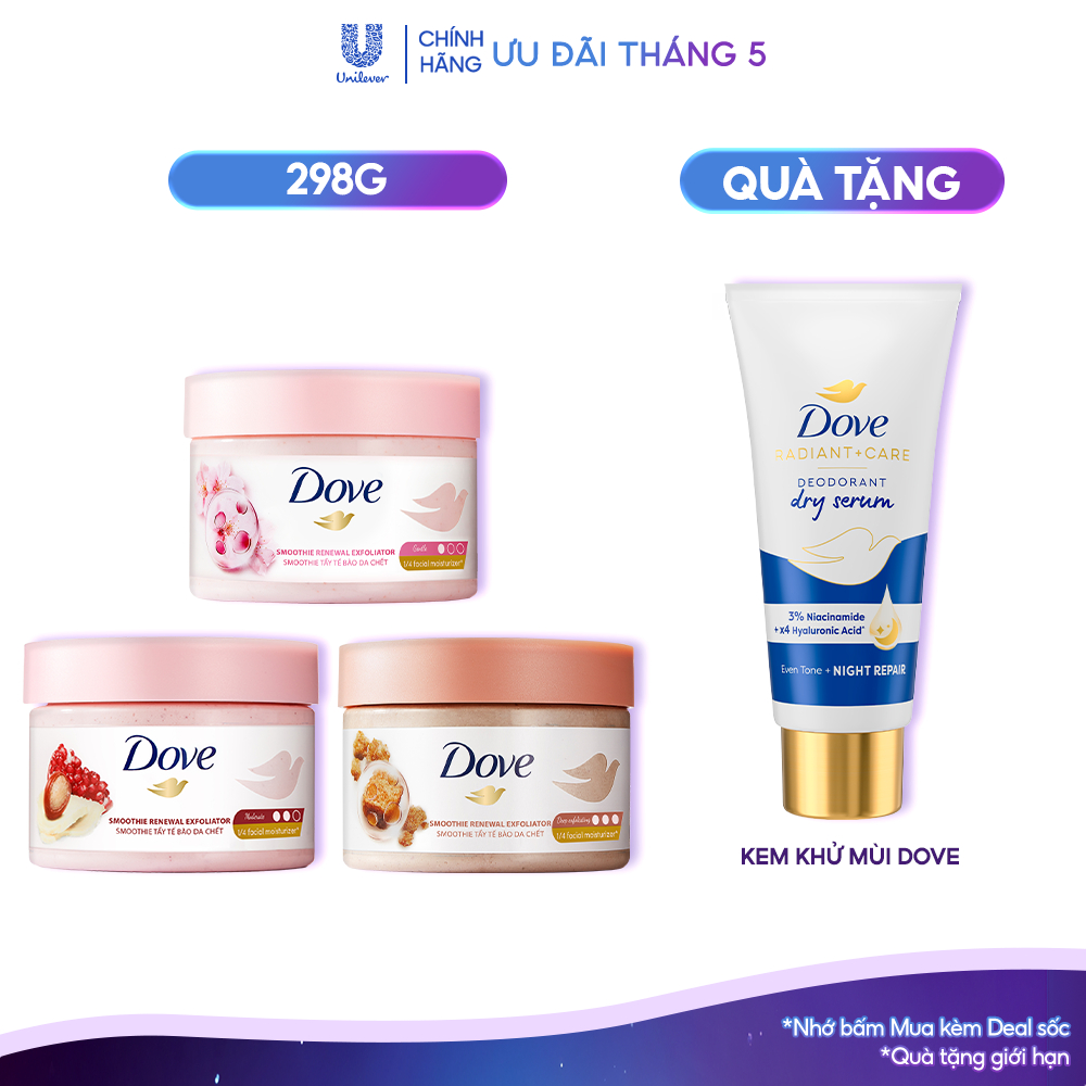 Ảnh [CHÍNH HÃNG ĐỘC QUYỀN] Smoothie Tẩy Tế Bào Chết Body Dove Chăm Da Sáng Mịn 298g 1