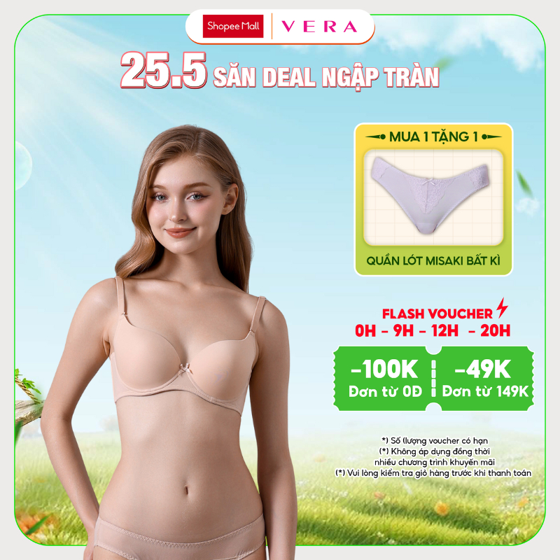 Ảnh Áo ngực Misaki full cup mút mỏng đai U dáng trơn basic -M1005 1