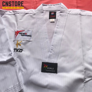 Võ Phục Taekwondo Vải Sọc Phong Trào Loại Tốt