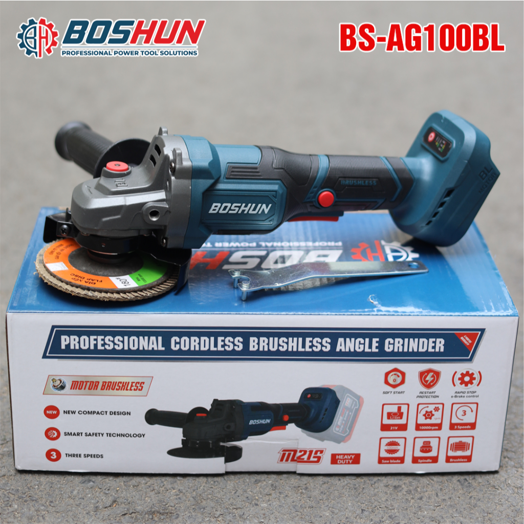 [Tặng lưỡi mài] Máy mài góc, máy cắt Bossun BS-AG100XBL - Cắt Sắt, Cắt Gỗ, motor 100% lõi đồng, 3 tốc độ, chống sốc đá