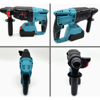 Bộ bốn công cụ: máy khoan bê tông pin, máy mài góc pin và máy khoan 13mm pin