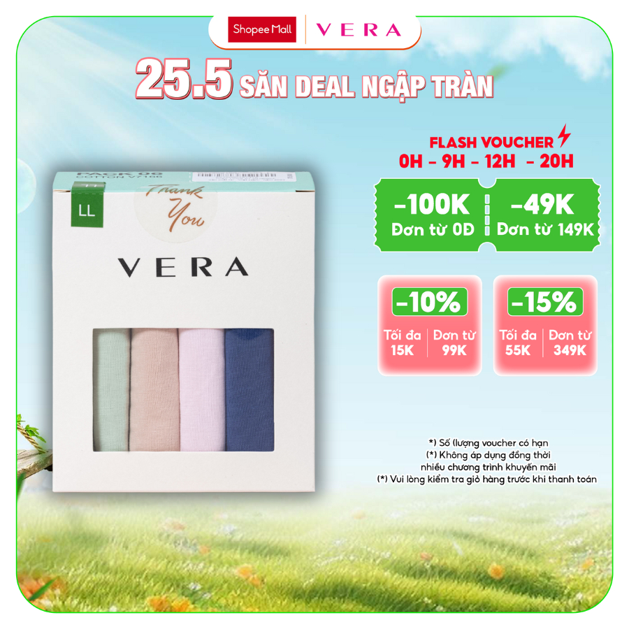 Ảnh Combo 06 quần lót nữ cotton VERA 7166 [Giao màu ngẫu nhiên] 1