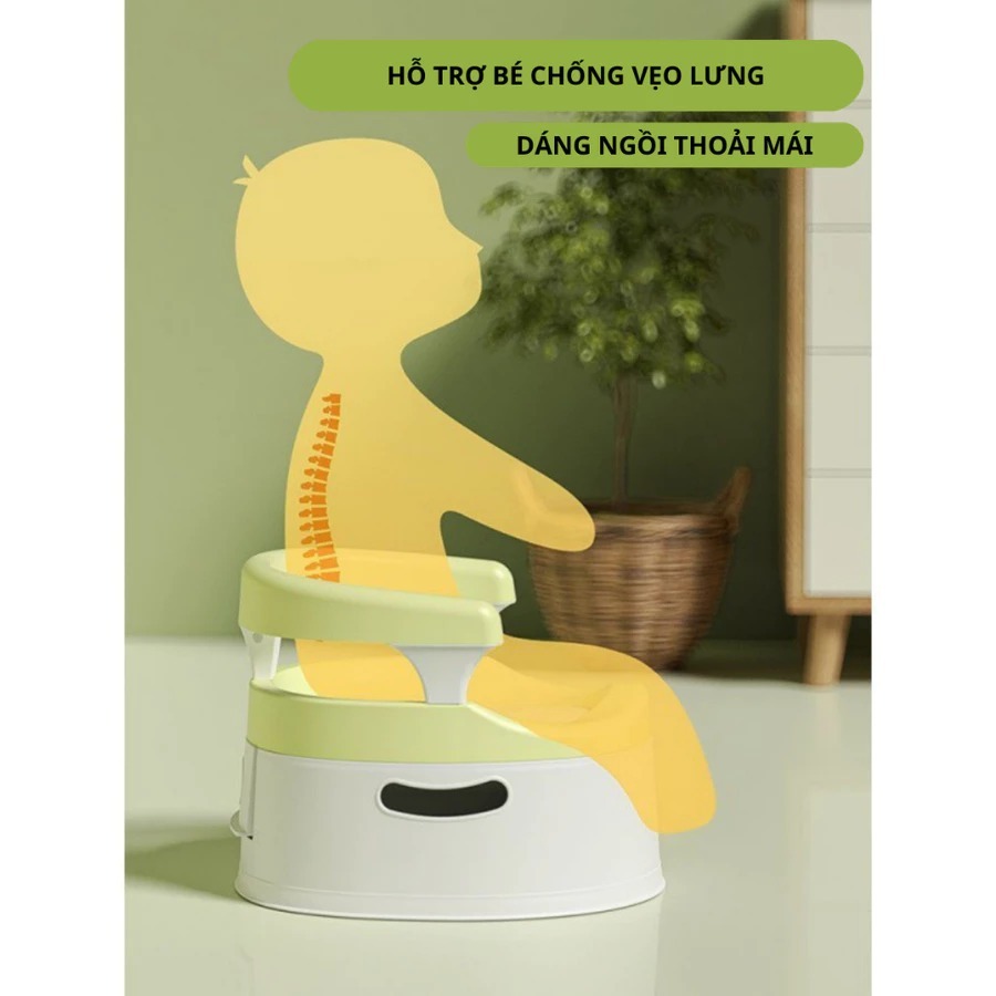 (Freeship) Bô Vệ Sinh Có Ngai Tựa Lưng Cho Bé - Bô Ngai Khay Kéo Tiện Lợi Chính Hãng Việt Nhật