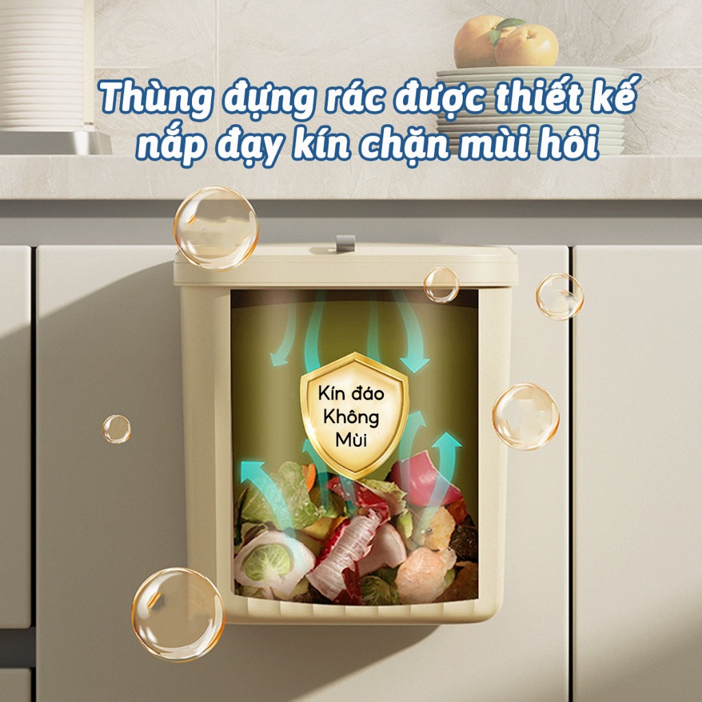 Thùng Rác Treo Tủ Dán Tường Nhà Bếp Thùng Đựng Rác Phòng Vệ Sinh Có Nắp Giữ Không Gian Sạch Sẽ AMIZIN