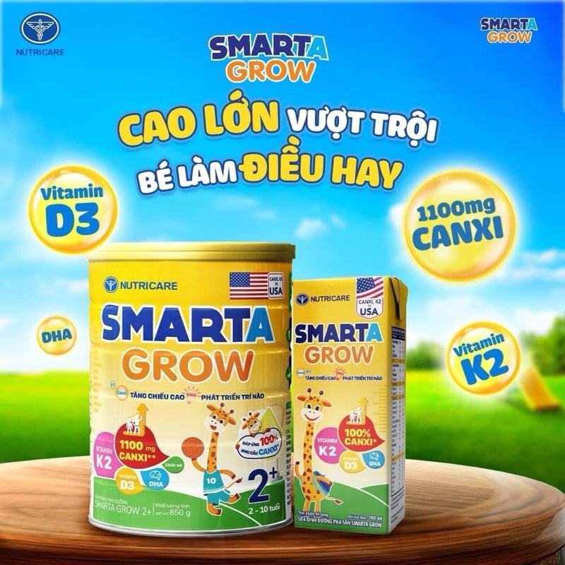 Sữa Smarta Grow 850g (từ 1-10 tuổi) cho bé