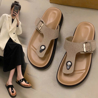 Dép xỏ ngón KERA đế bệt chất da lộn hót xinh