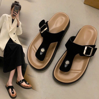 Dép xỏ ngón KERA đế bệt chất da lộn hót xinh